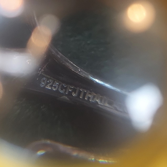 Yellow Topaz Mega Round Filigree Disc Vintage Ring Signed GFJ From Thailand - Picture 8 of 9